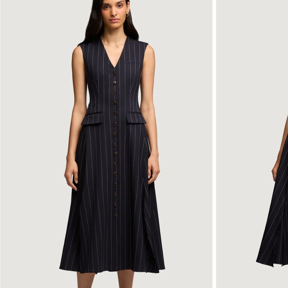 ARGENT WOOL PINSTRIPED DRESS SIZE 2 - Picture 3 of 4